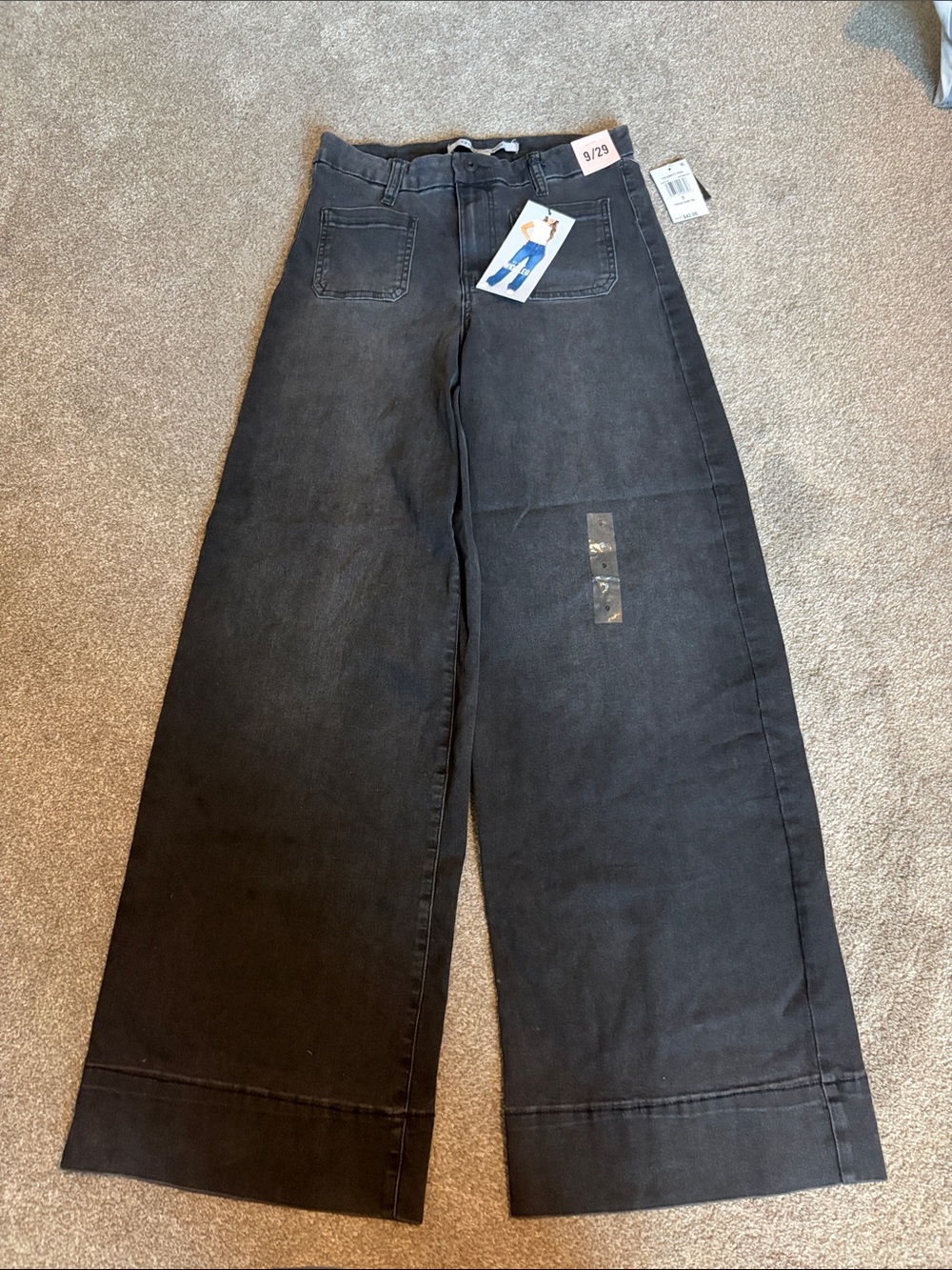 Celebrity Pink faded Black High-Rise Wide Leg Jeans size 9/29